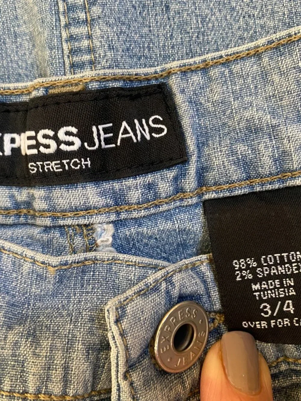 EXPRESS stretch denim light wash slit skirt, size 3/4 small